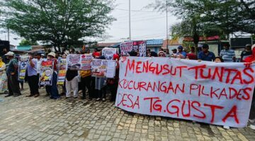 Aksi Unjuk Rasa Warnai Polemik Pilkades Tanjung Gusta, Masyarakat Ajukan 7 Tuntutan