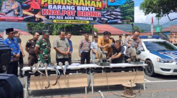 46 Knalpot Brong Dimusnahkan, Polres Aceh Tenggara Tegaskan Komitmen Tertib Berlalu Lintas